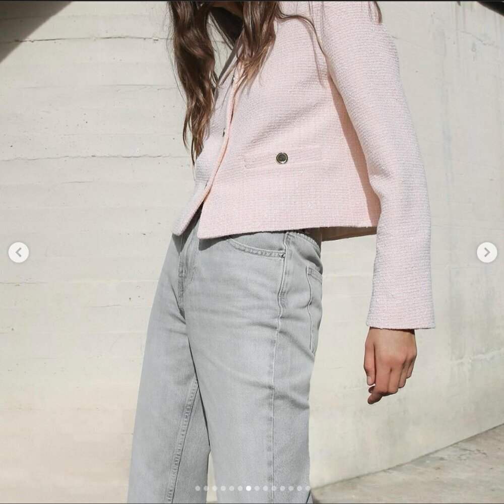 ZARA TEXTURED ROUND COLLAR BLAZER Size S NEW WITH TAG! - Picture 2 of 14